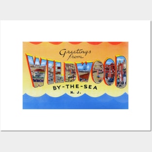 Greetings from Wildwood by the Sea, NJ - Vintage Large Letter Postcard Posters and Art